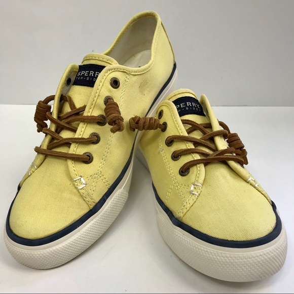 yellow sperry sneakers